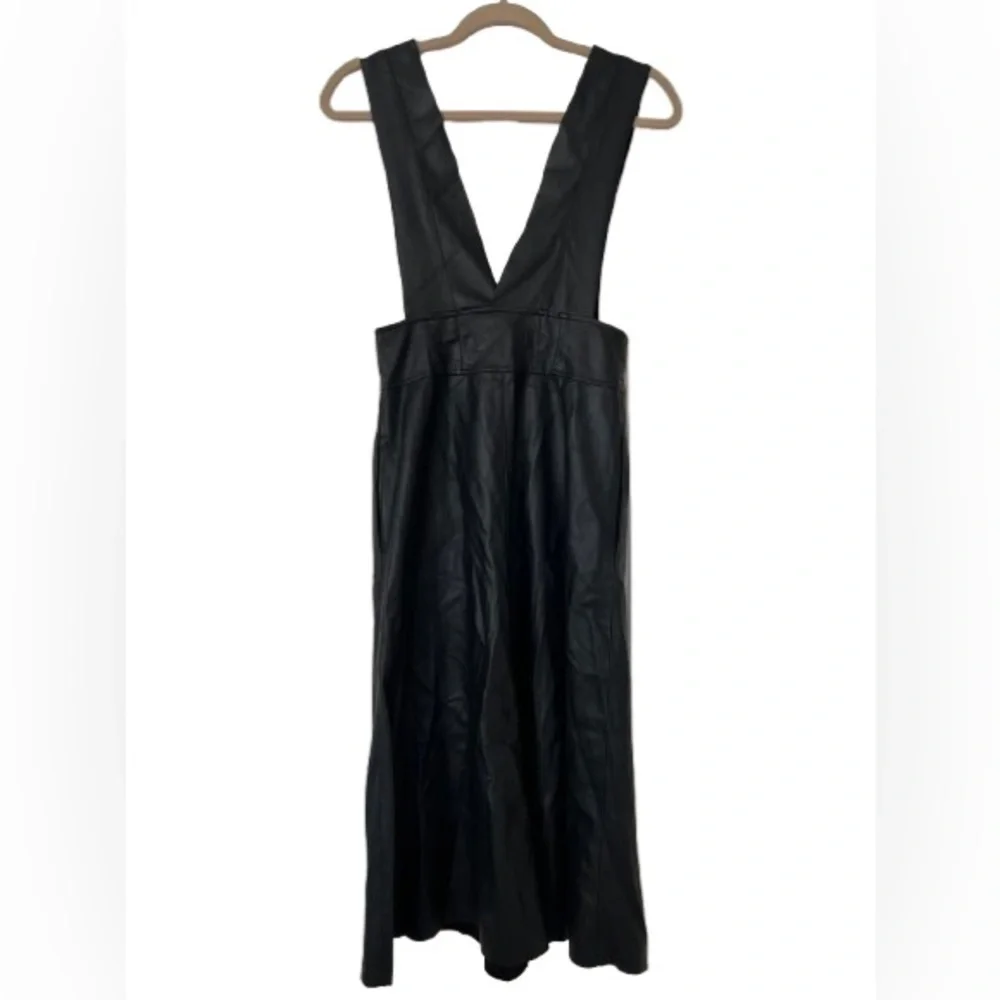 Zara Faux Vegan Pinafore Midi Dress. Size S - Picture 4 of 7